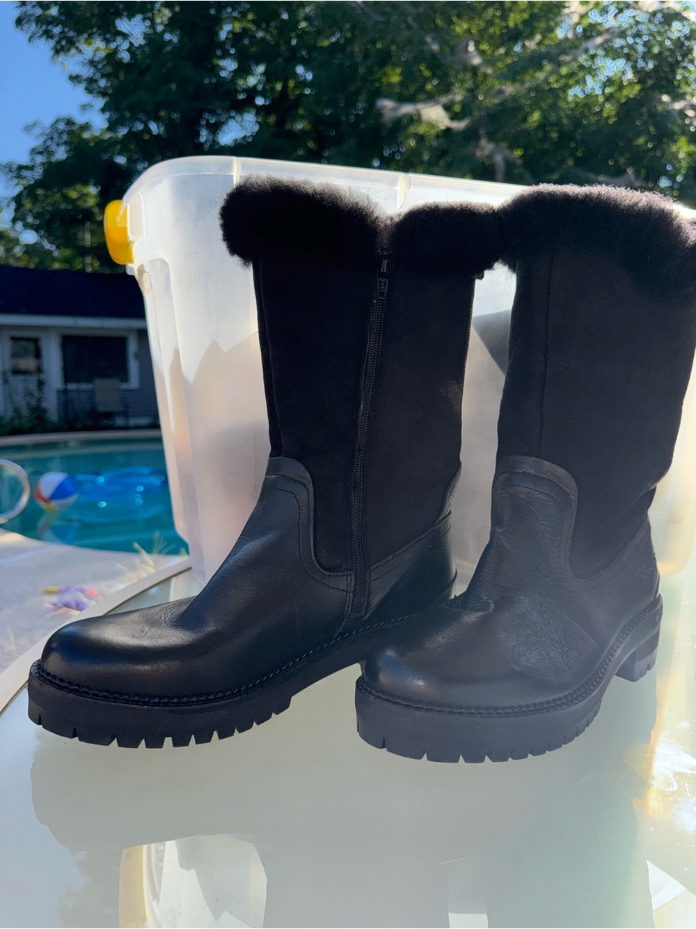 Pajar Black Leather Mid-Calf winter warm boots
